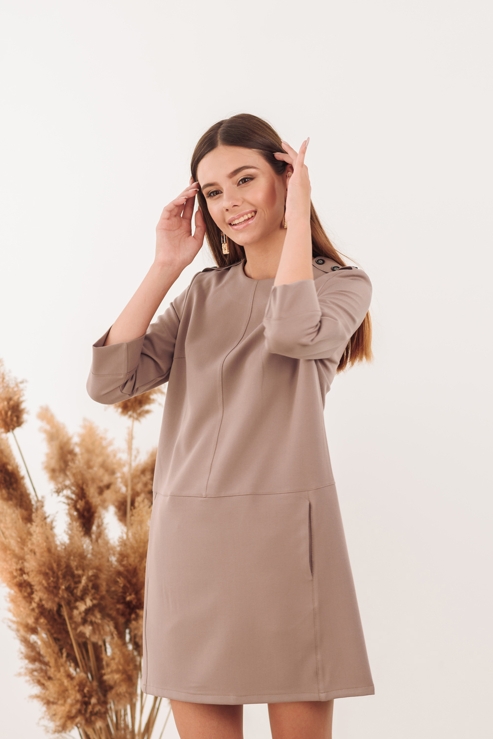 Straight fit mocha dress