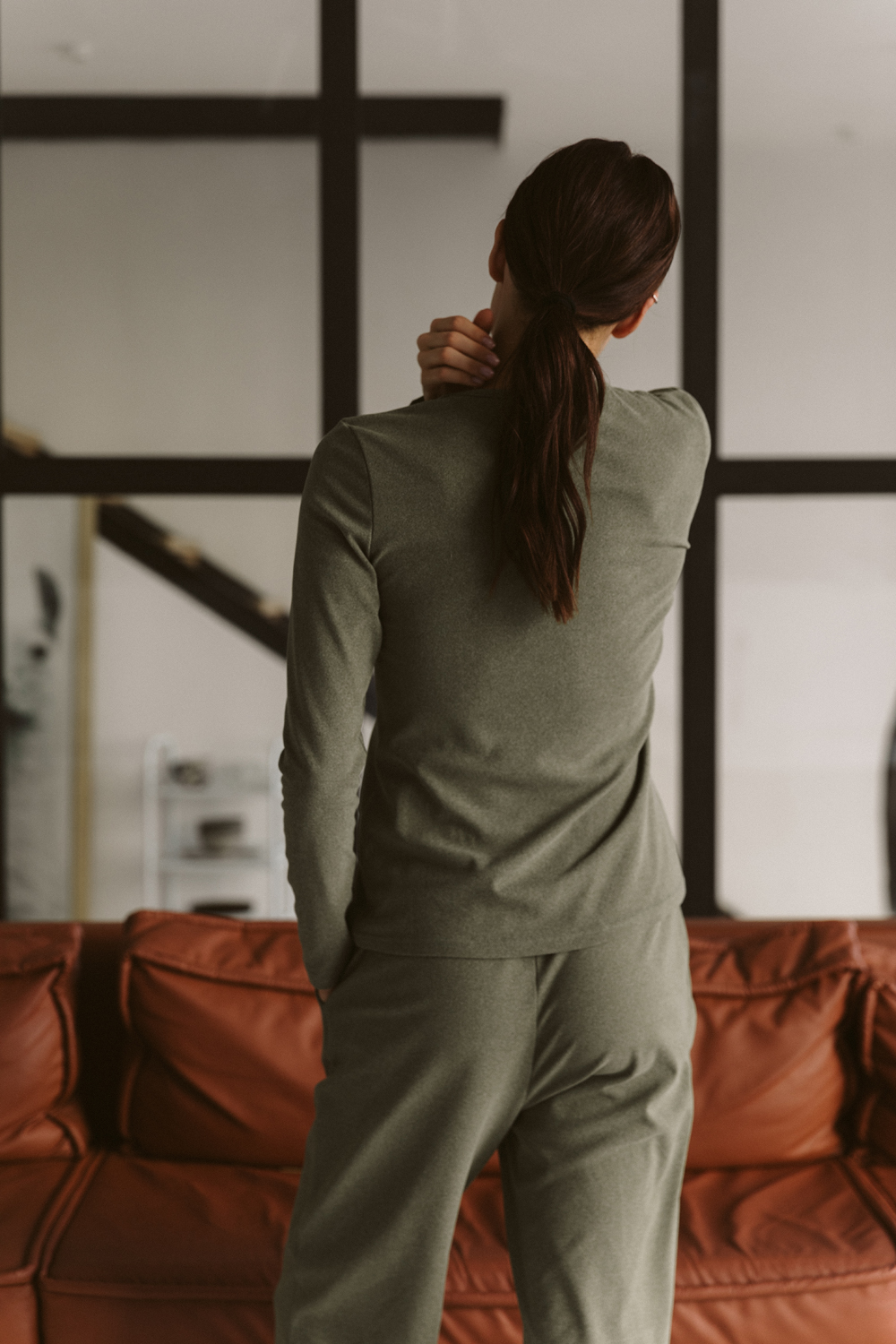 Olive knitted pajamas