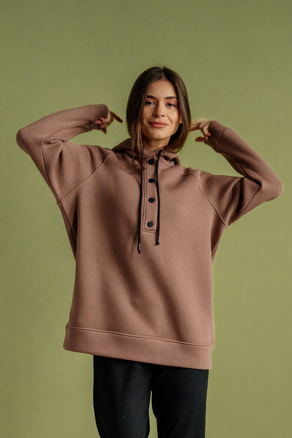 Loose-fit fleece sweatshirt in mocha