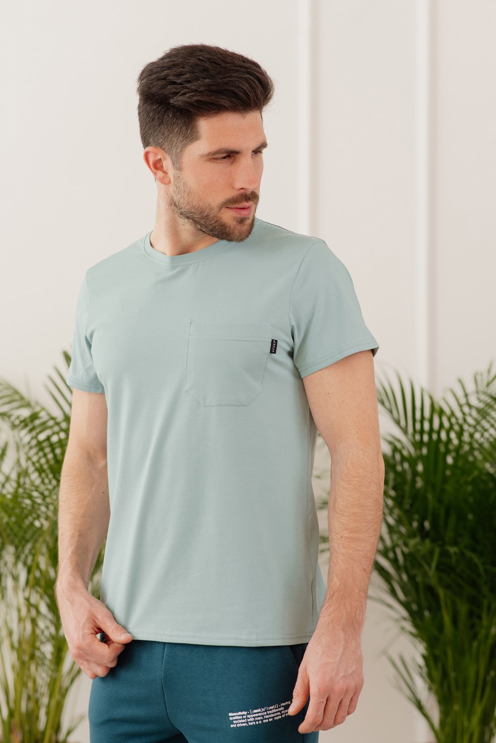 Turquoise cotton T-shirt