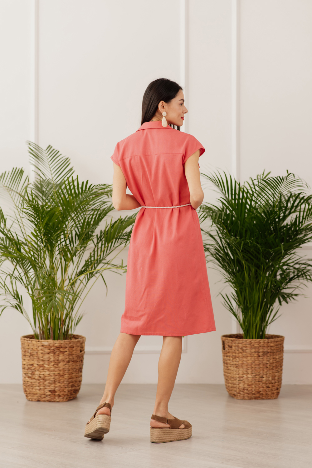 Coral Blazer Neck Dress