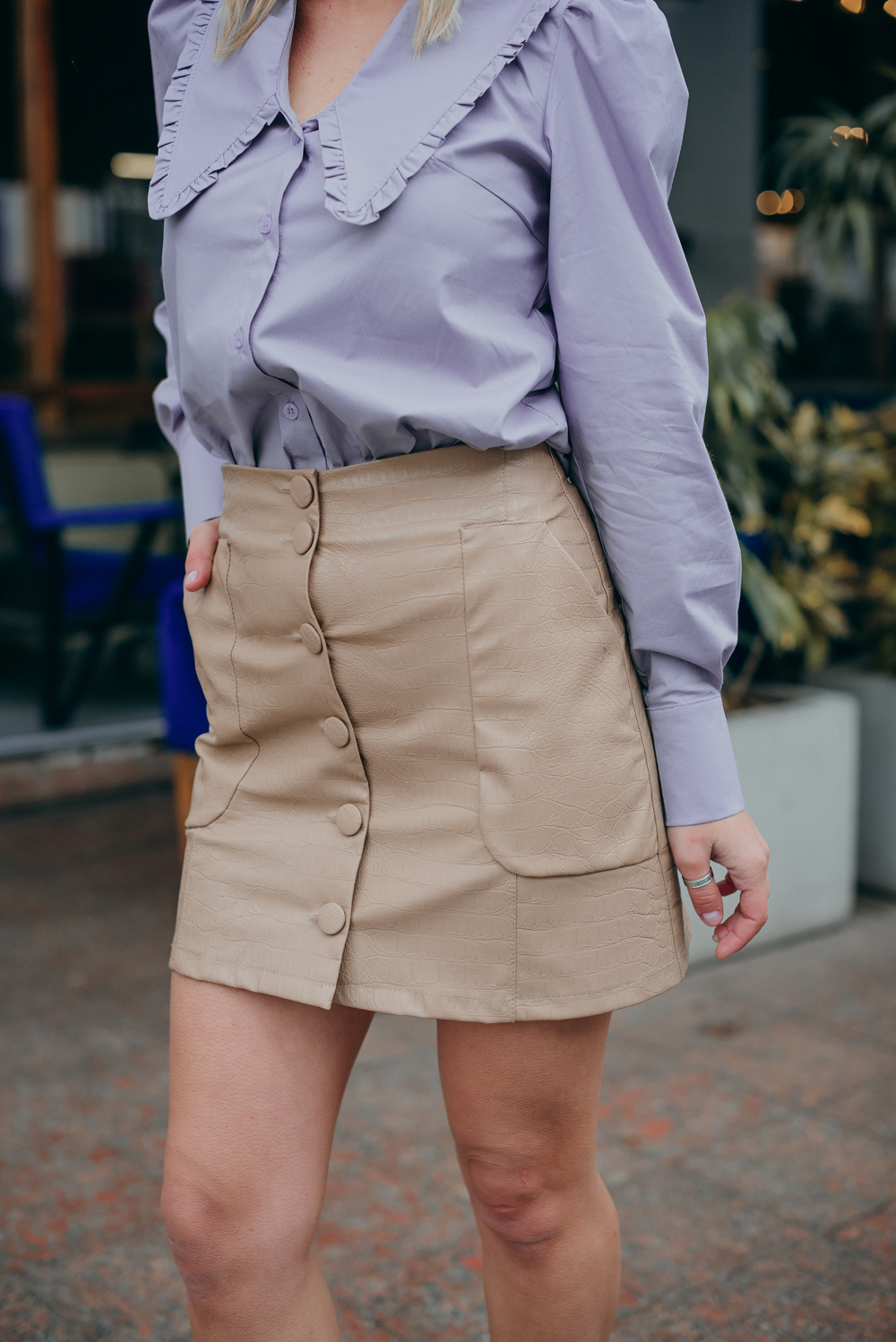 Mini skirt with pockets in eco leather python