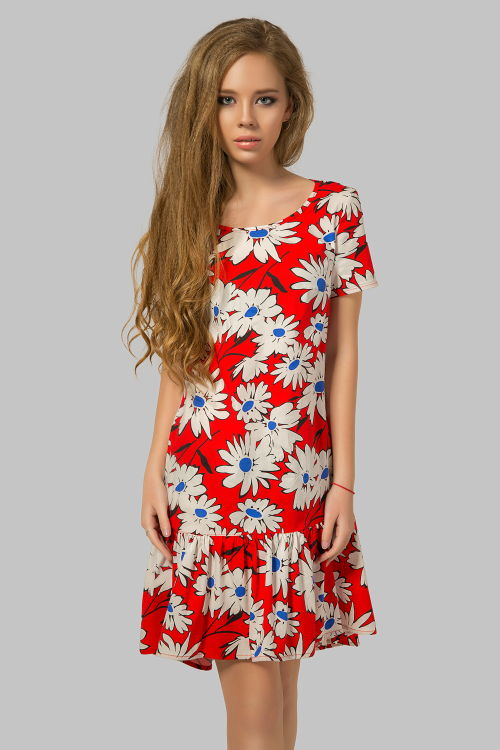 Floral print dress in red