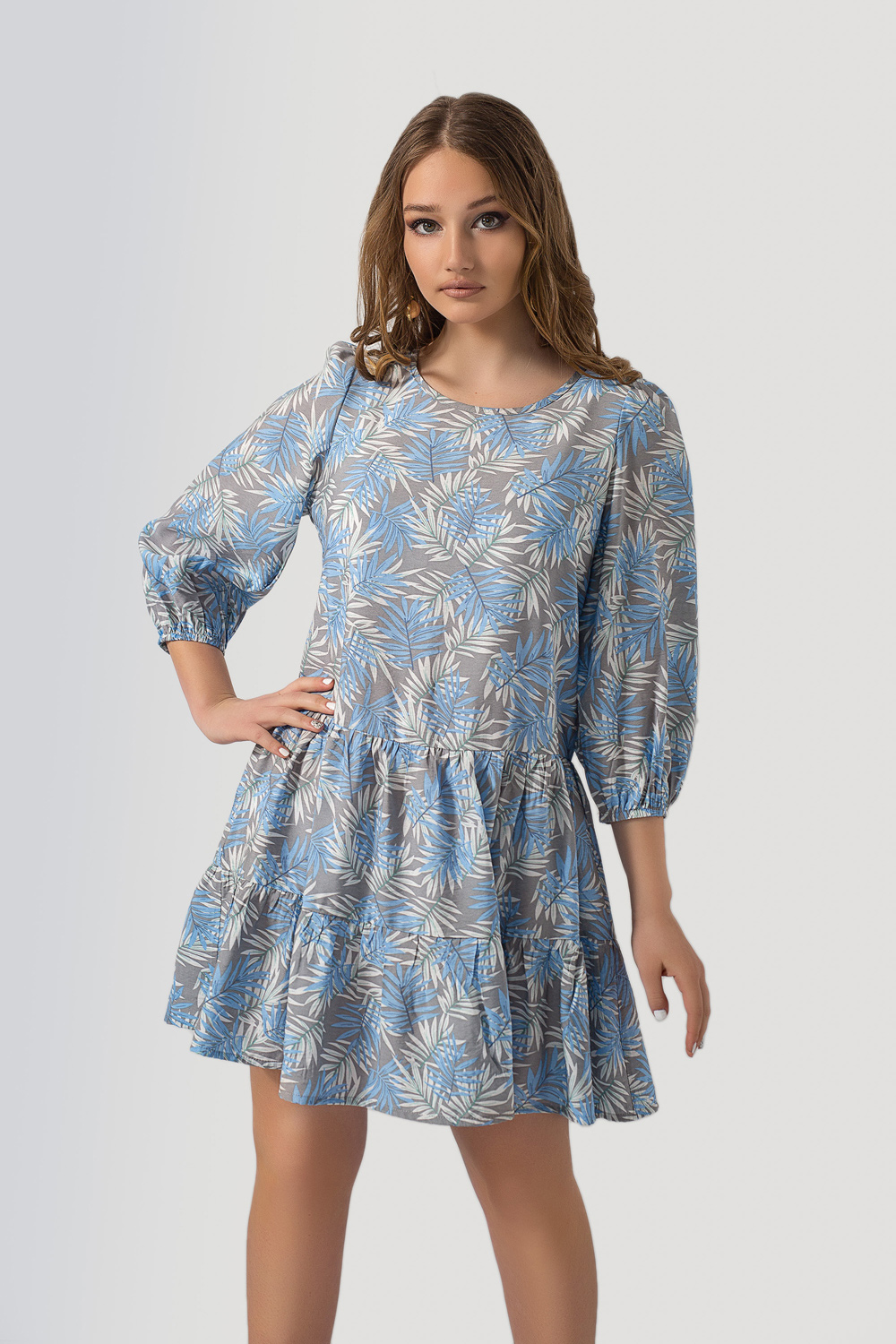 Mini dress with a ruffled hem