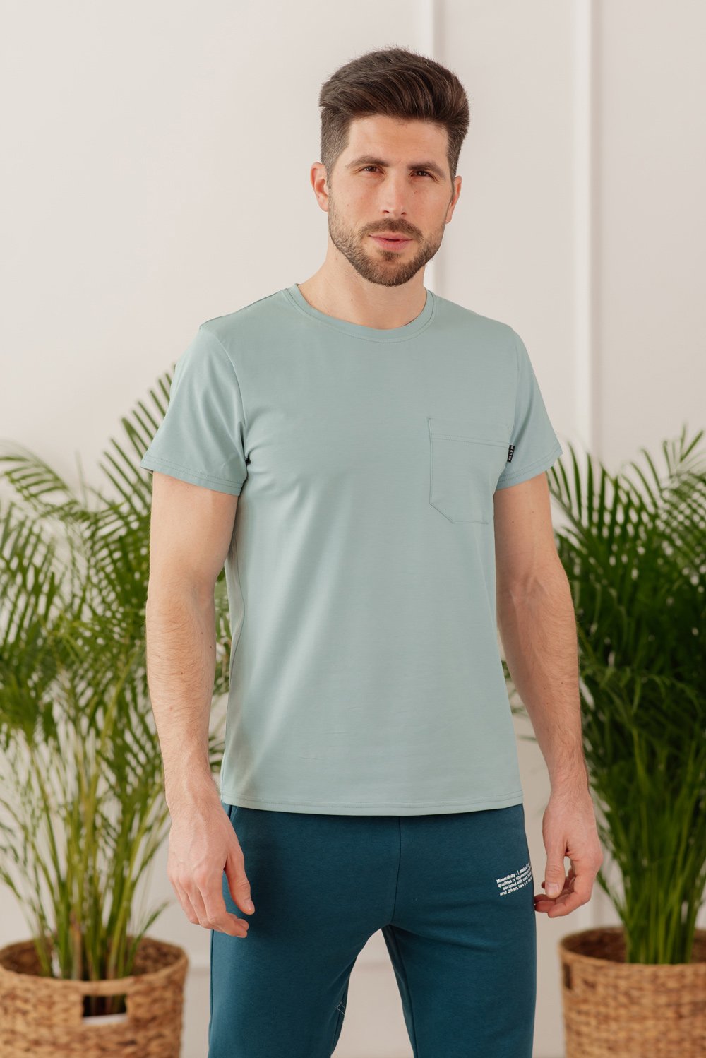 Turquoise cotton T-shirt