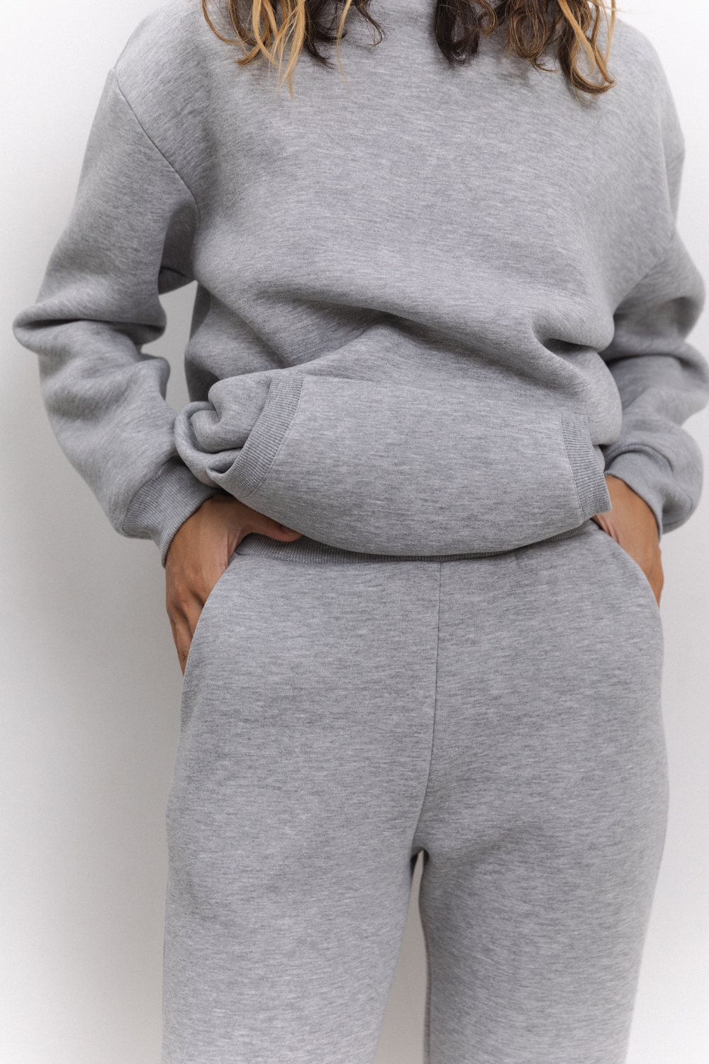 Gray sweatshirt with hood