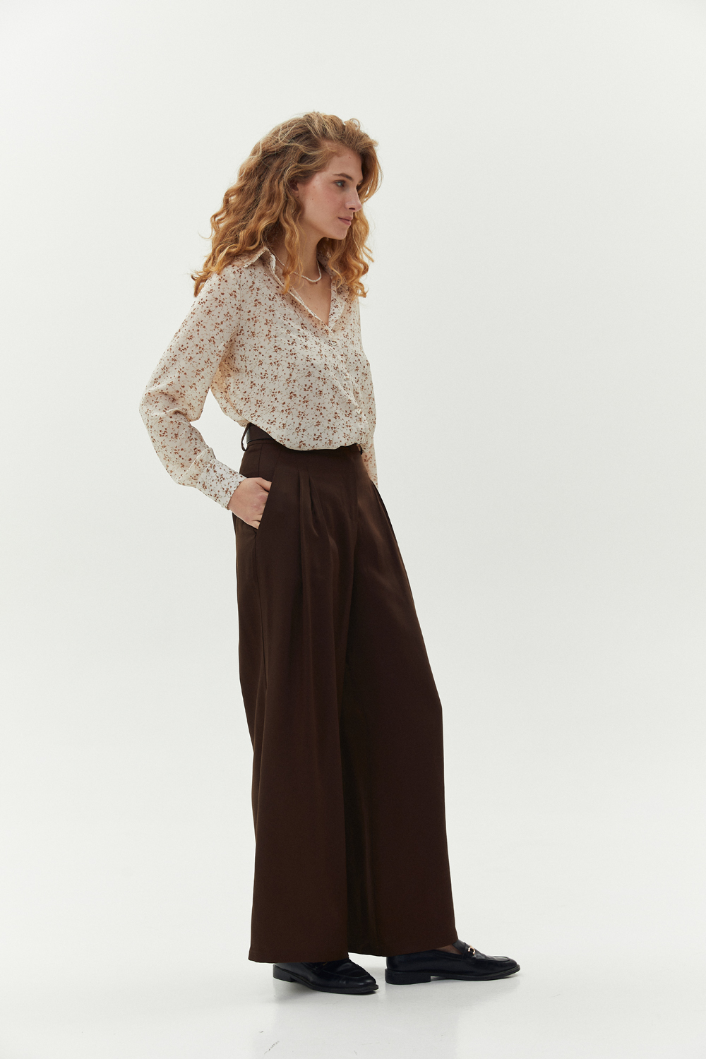 Chocolate palazzo pants with pockets