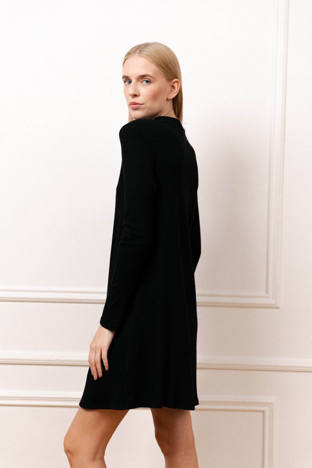 Black knitted shift dress