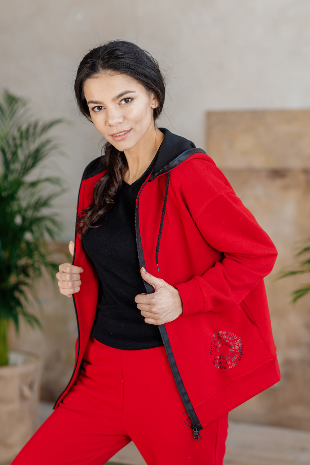 Red zipped sweatshirt