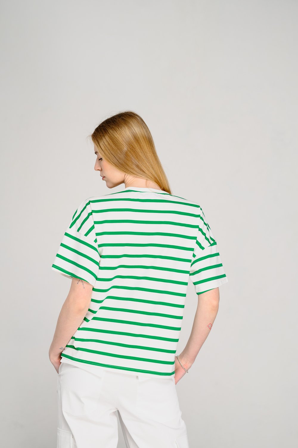 Оверсайз футболка в зеленую полоску