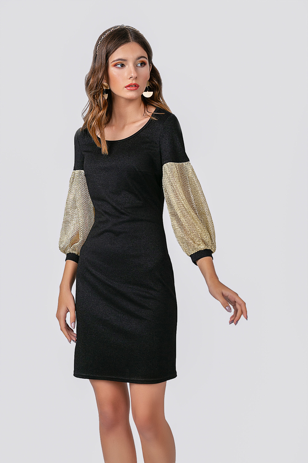 Dress with gold sleeves
