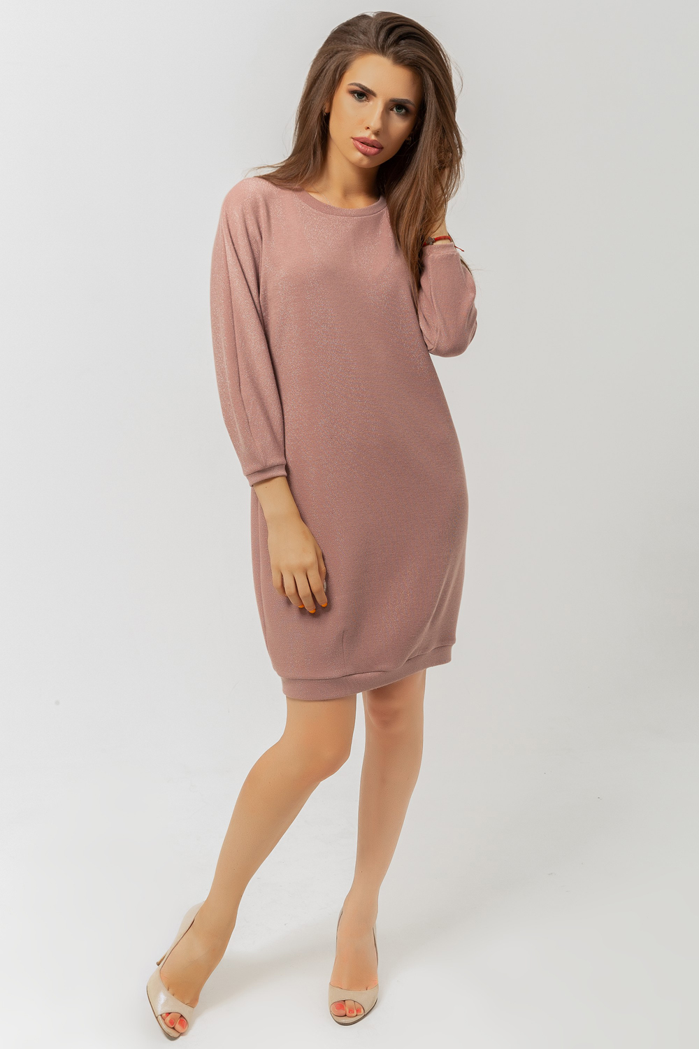 Knitted dress in cappuccino colour