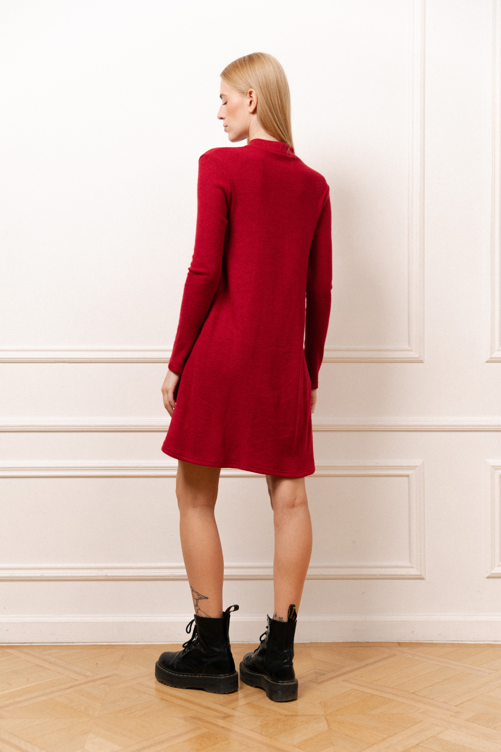 Red knitted A-line dress