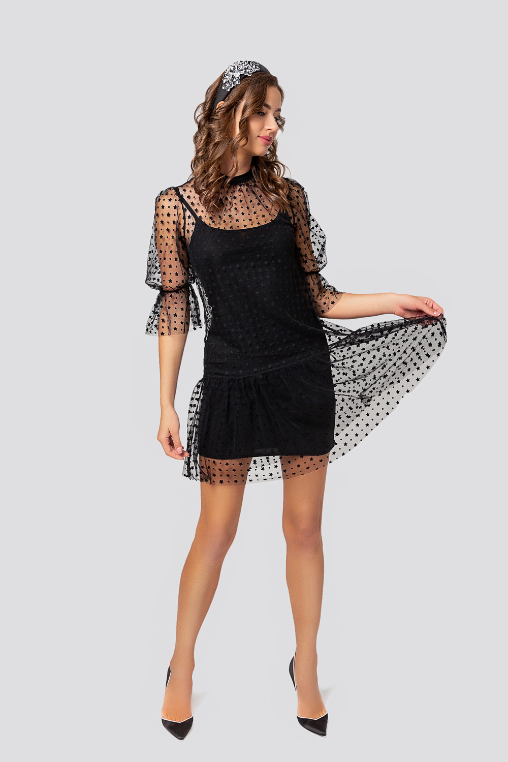 Black dress with a star mesh