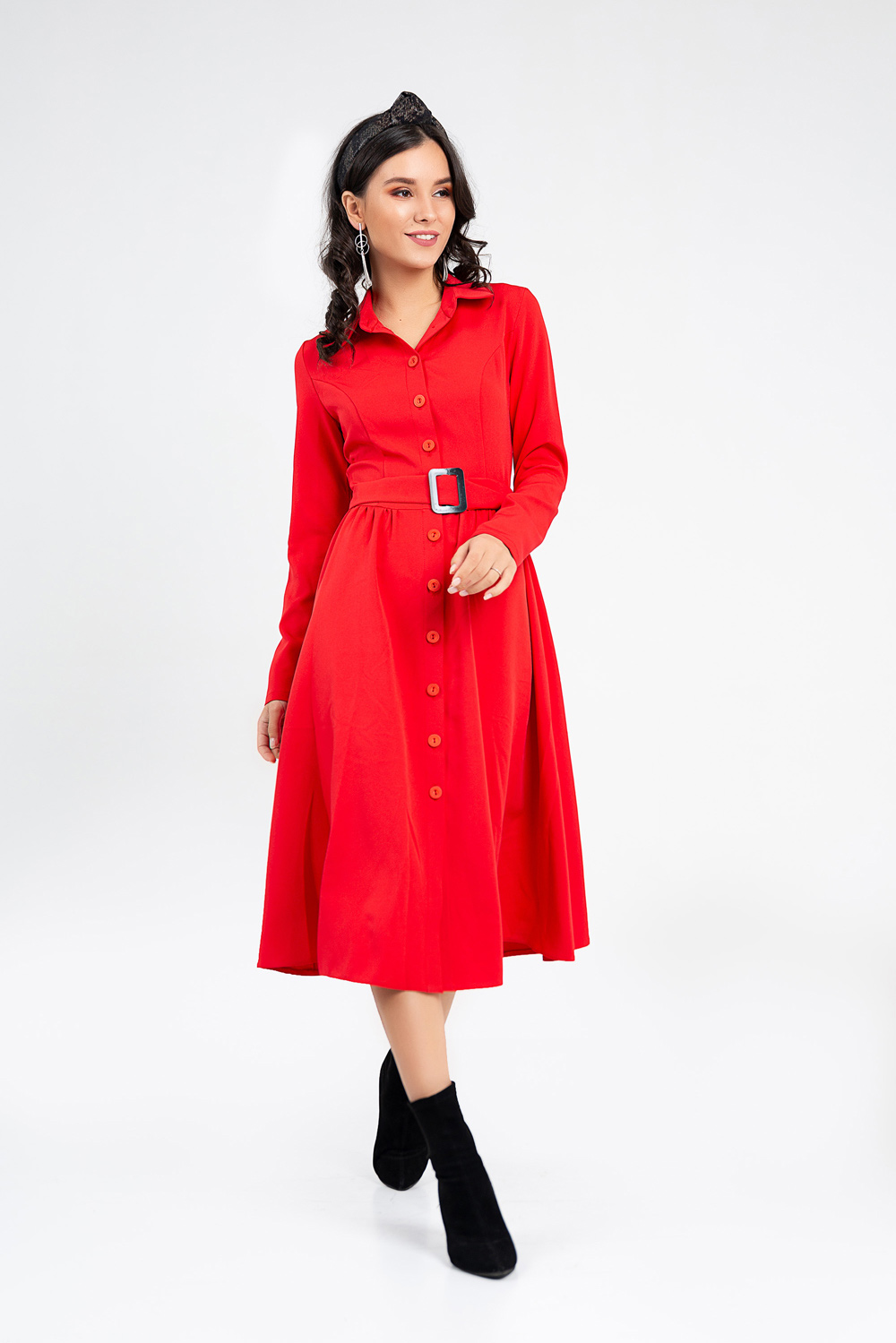 Shirt dress with belt