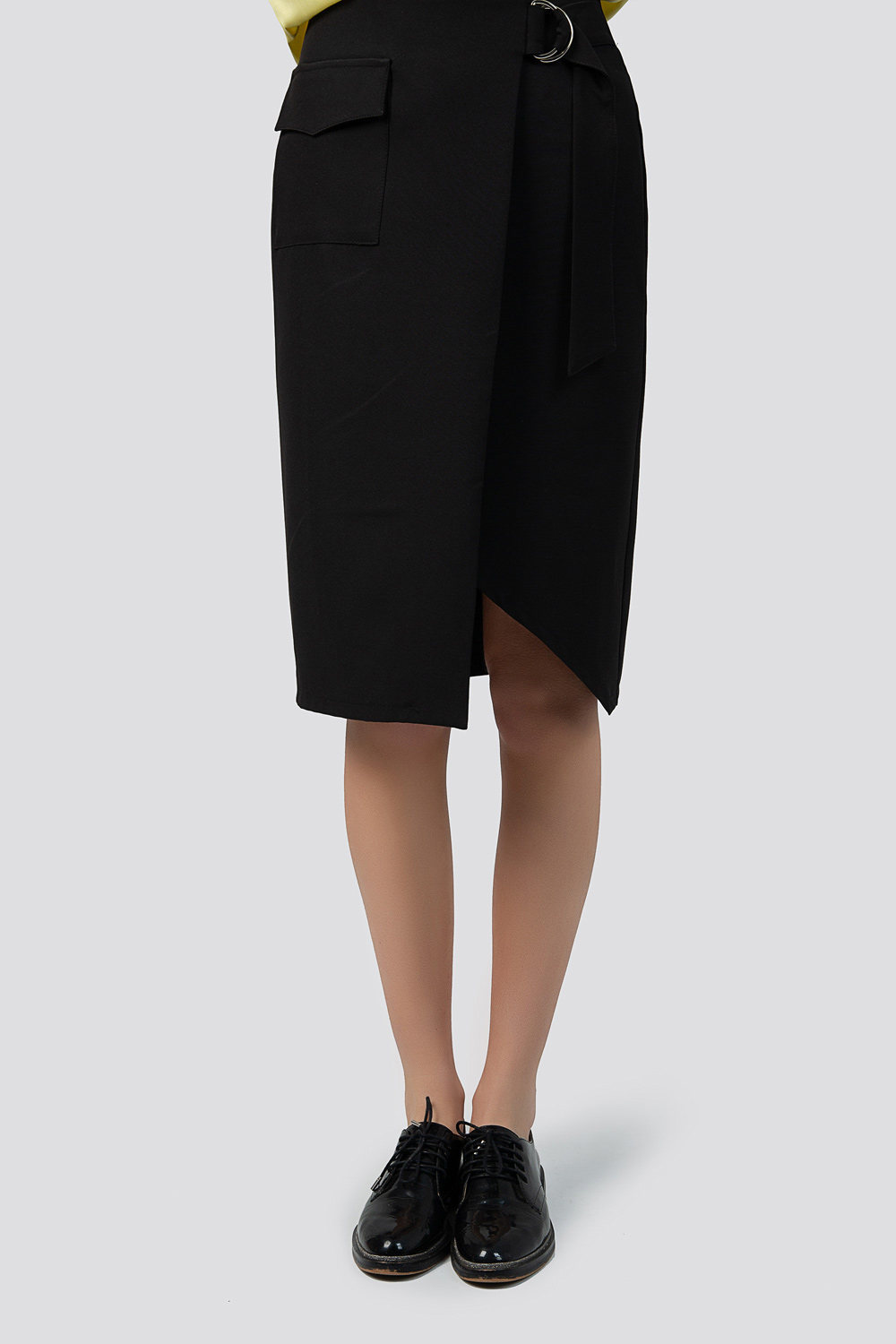 Черная ассиметричная юбка с завязками
