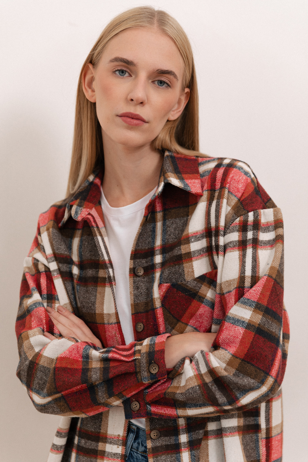 Red long oversized shirt