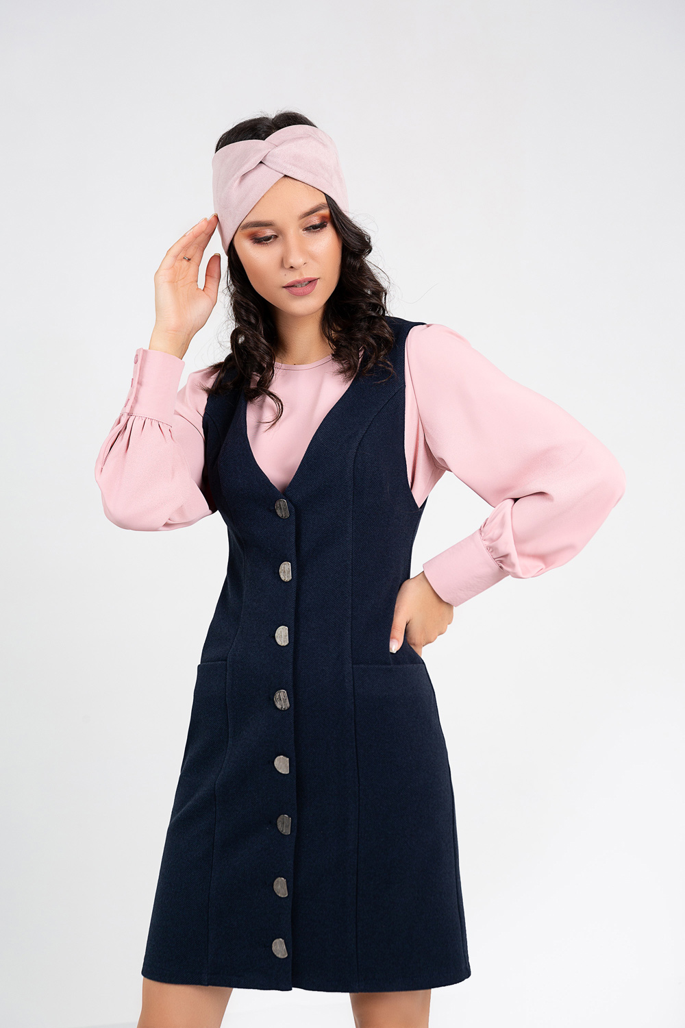 Winter sundress with buttons and pockets