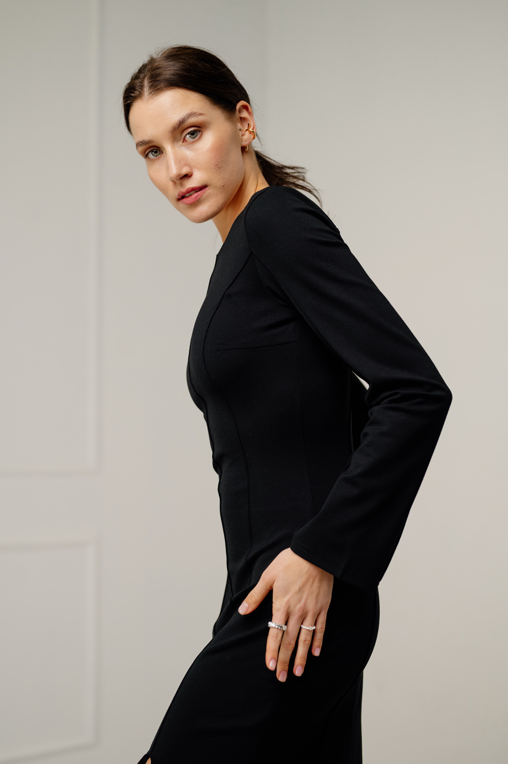 Stylish black mini dress