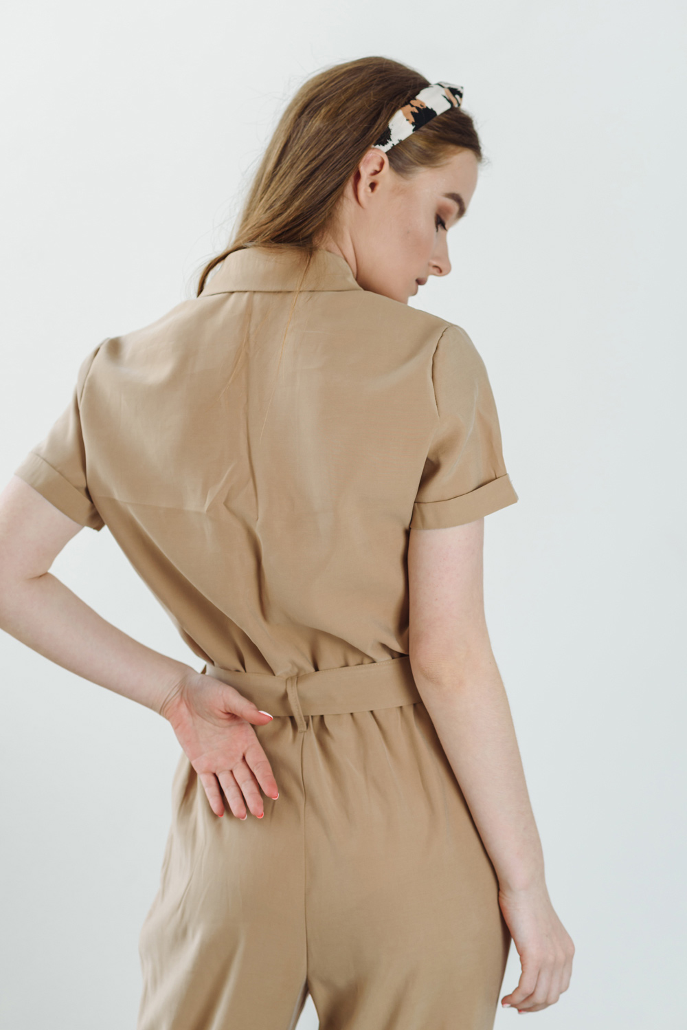 Button-down safari jumpsuit