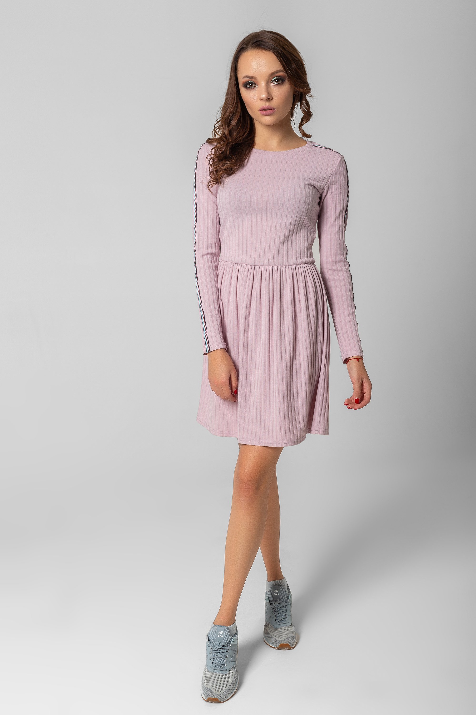 Knitted dress in powder colour