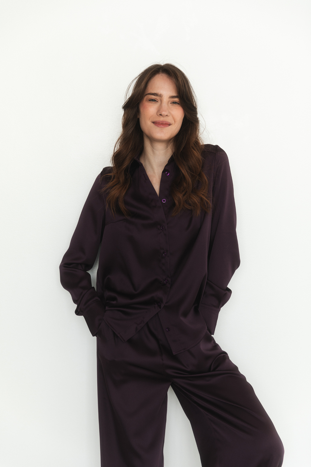 Plum stylish loose fit suit