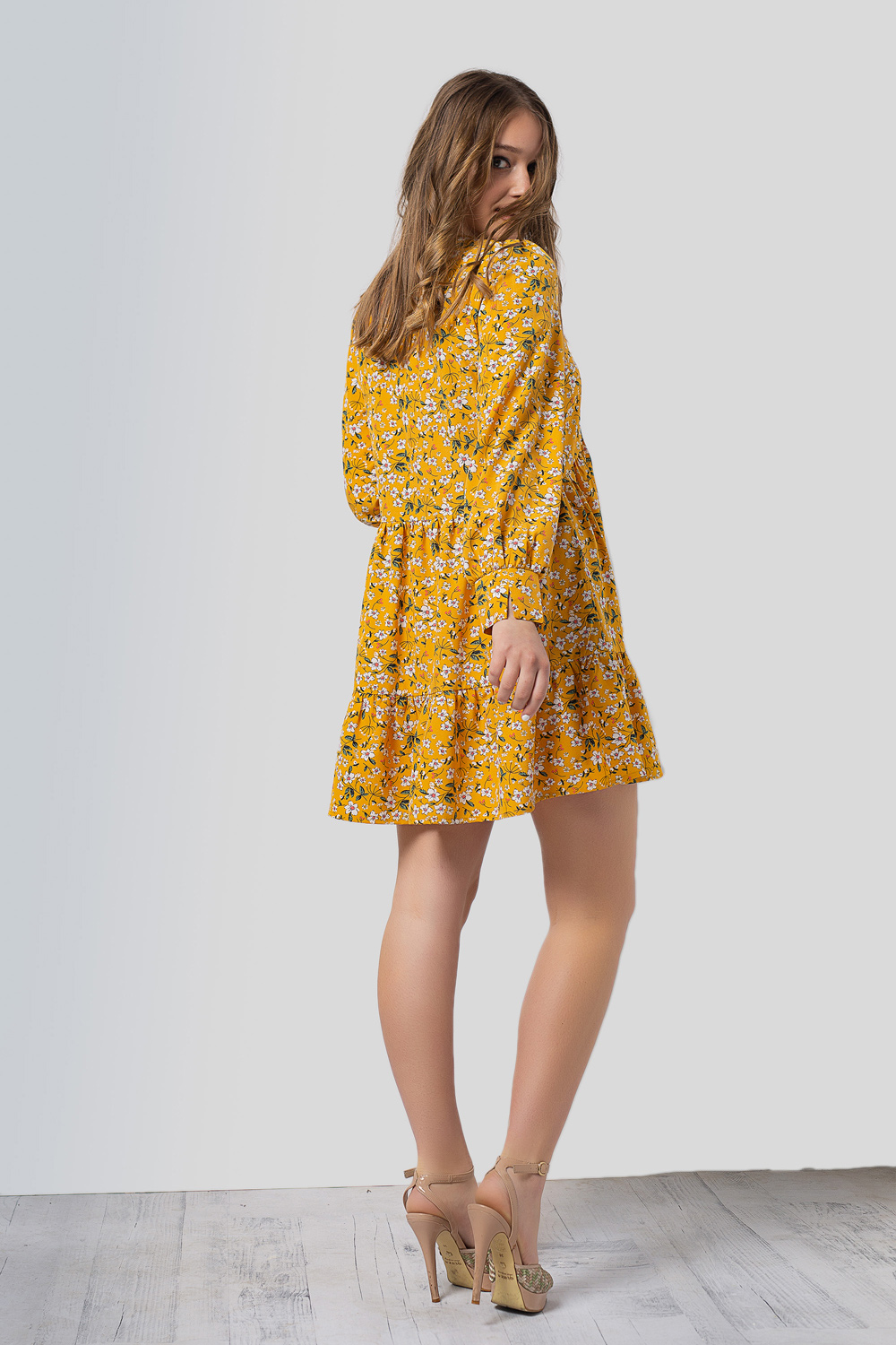 Yellow floral print dress