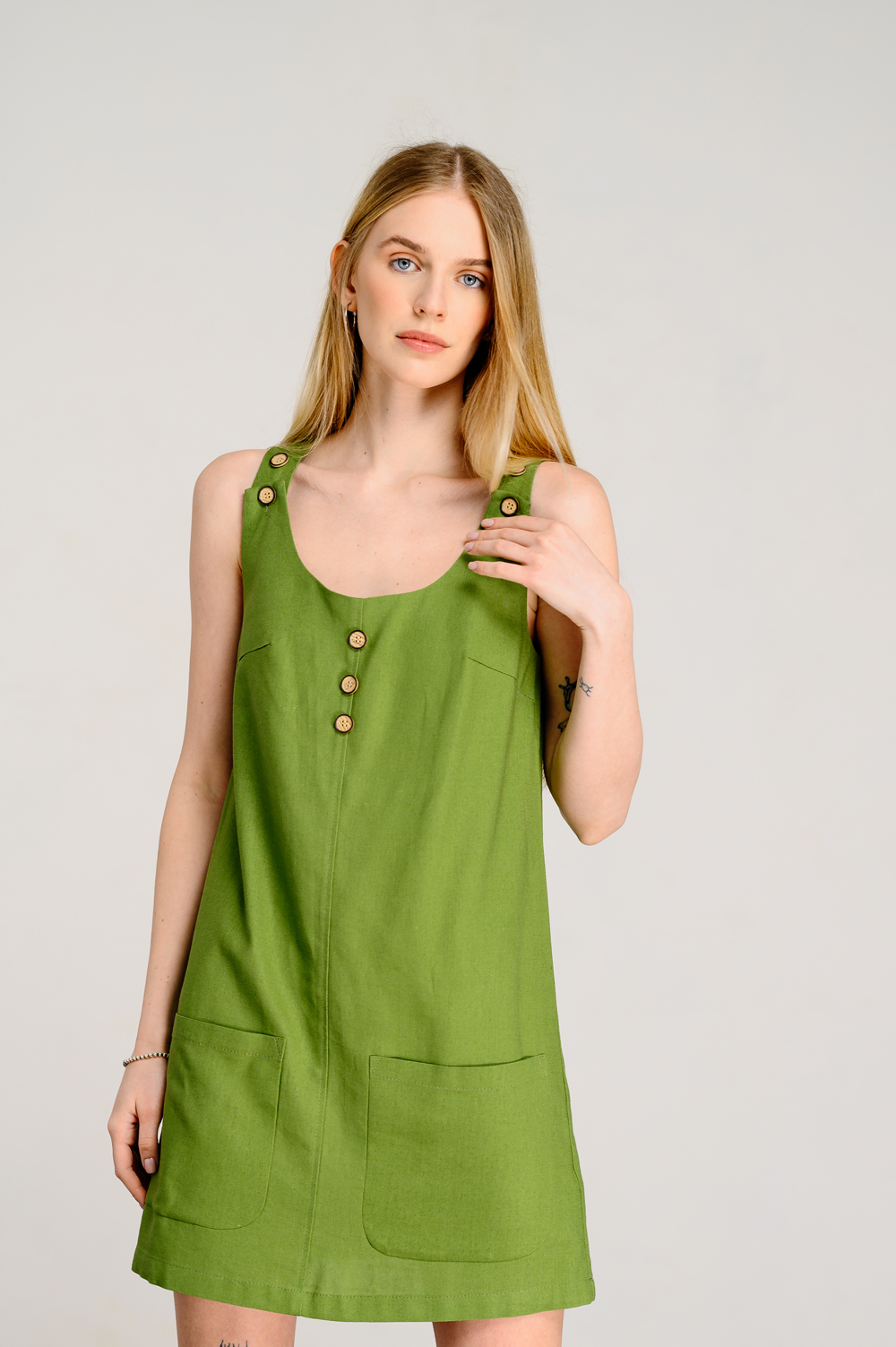 Green linen sundress