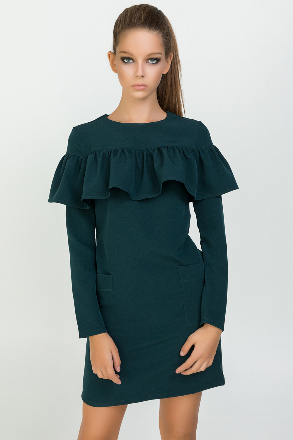 Dress with pine cape