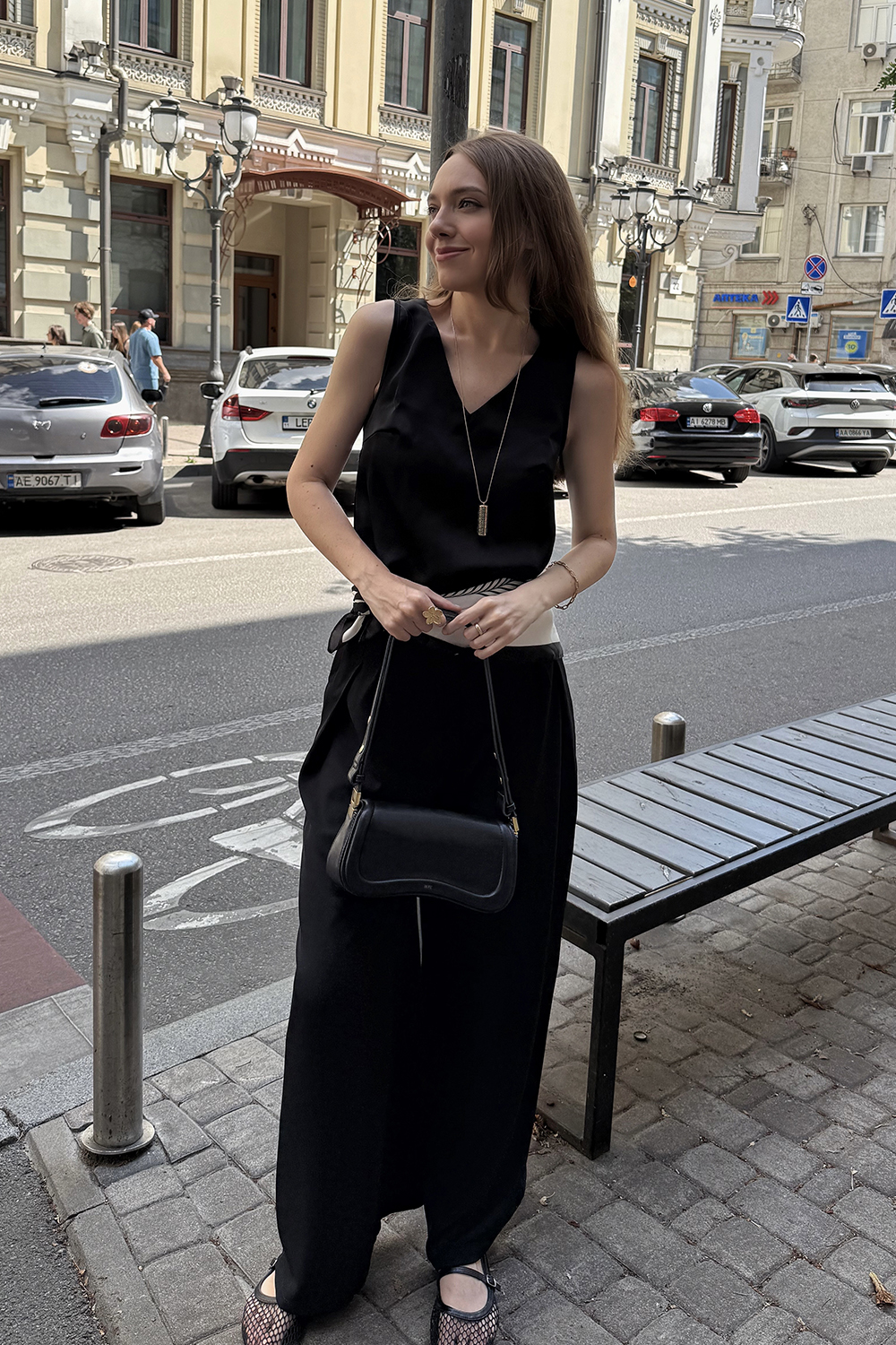 Black silk top