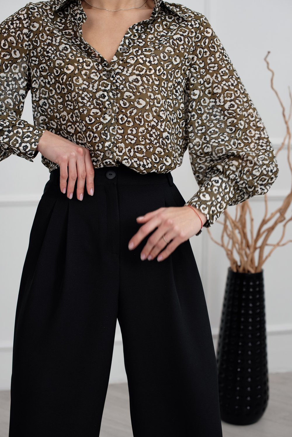 Chiffon blouse with animal print