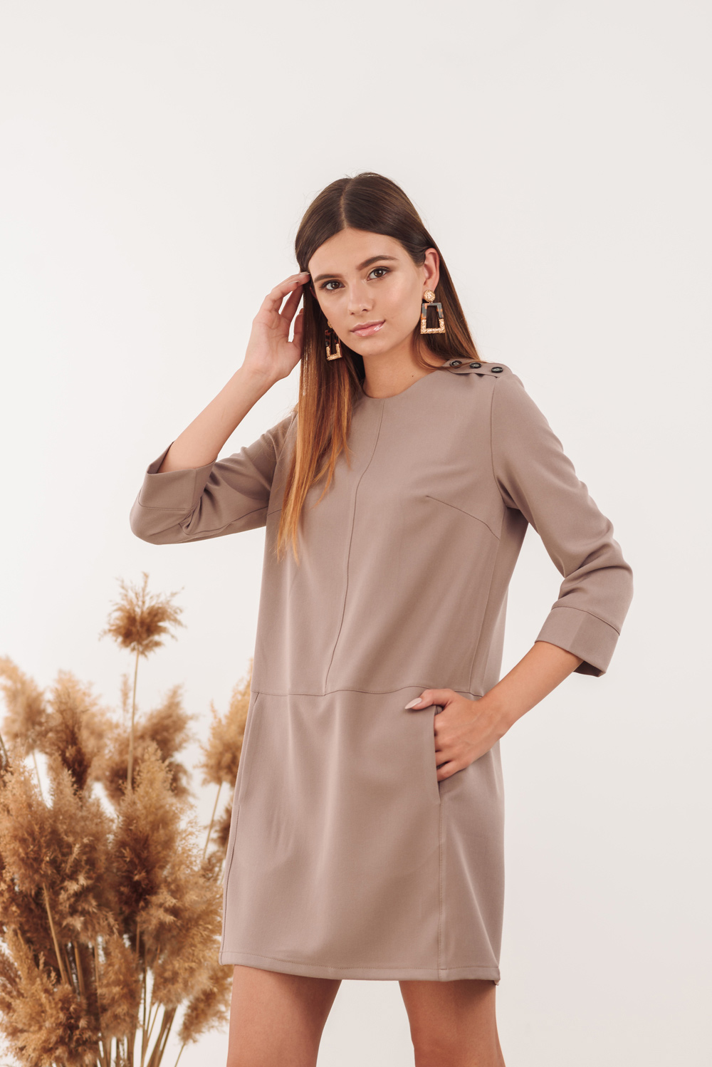 Straight fit mocha dress