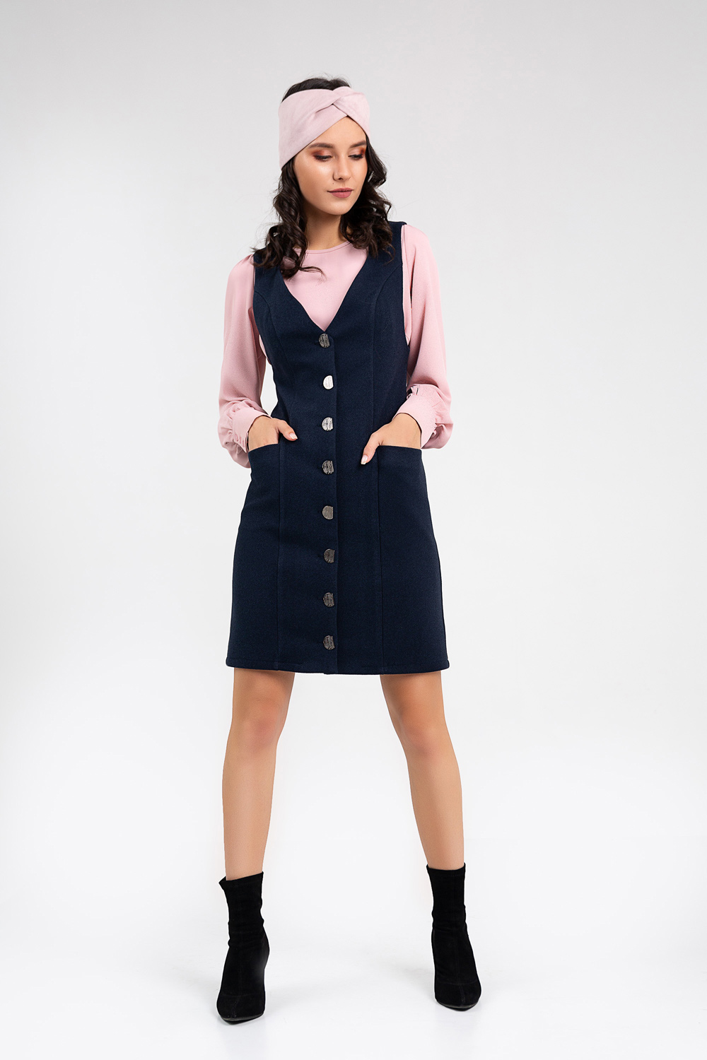 Winter sundress with buttons and pockets