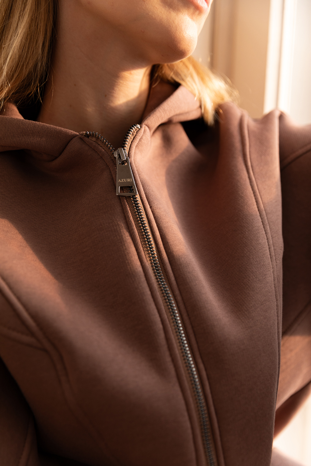 Fleece sweatshirt in Mocha color