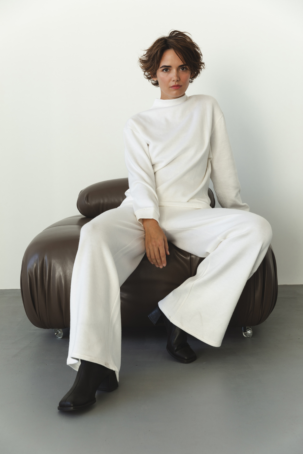 Milk angora pantsuit