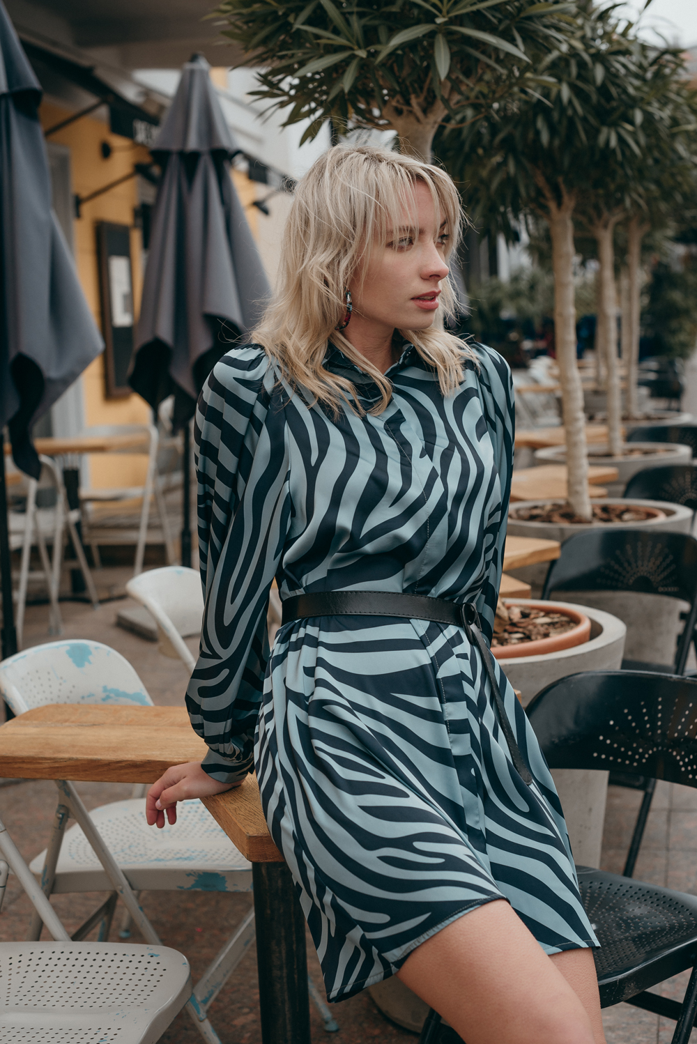 Olive silk shirt-dress