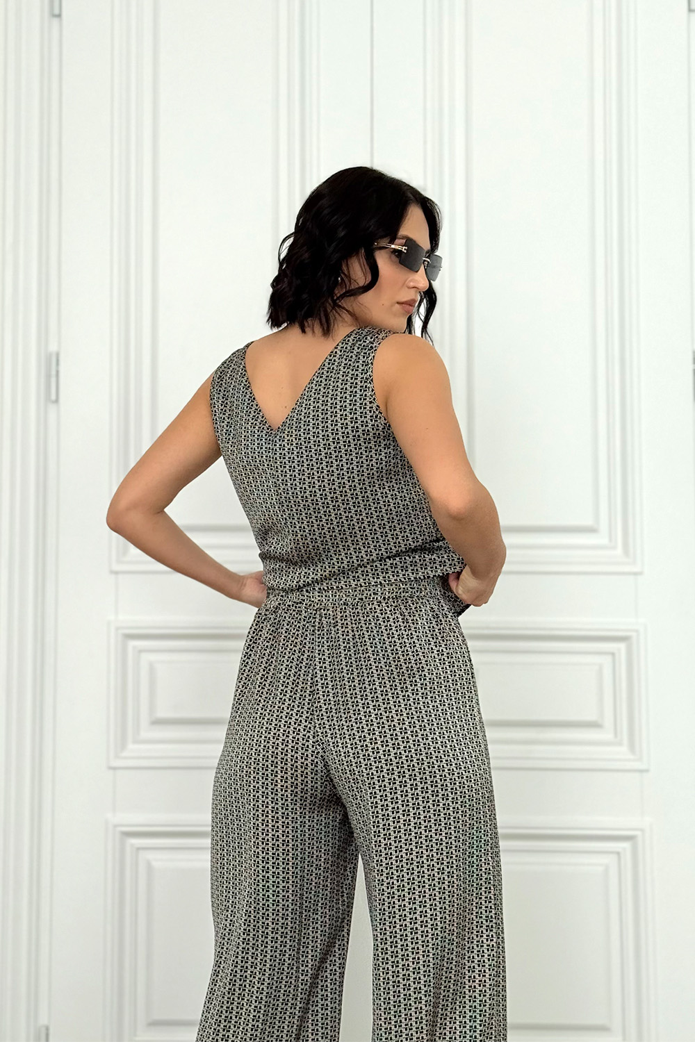 Black silk suit