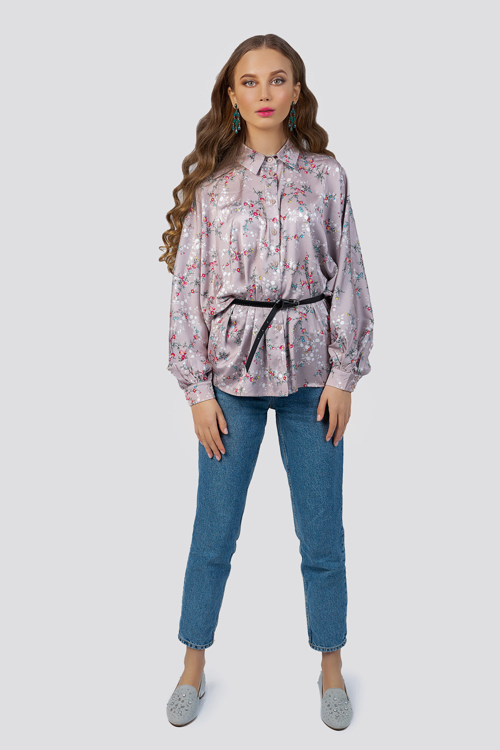 Шёлковая блузка с цветочным принтом