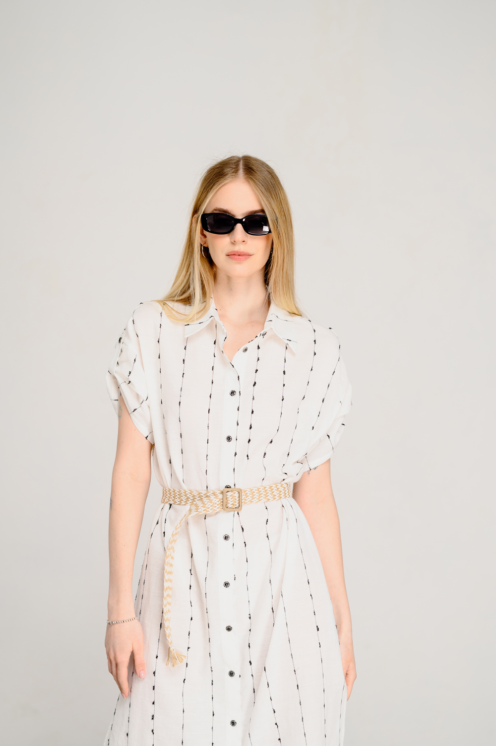 White shift dress