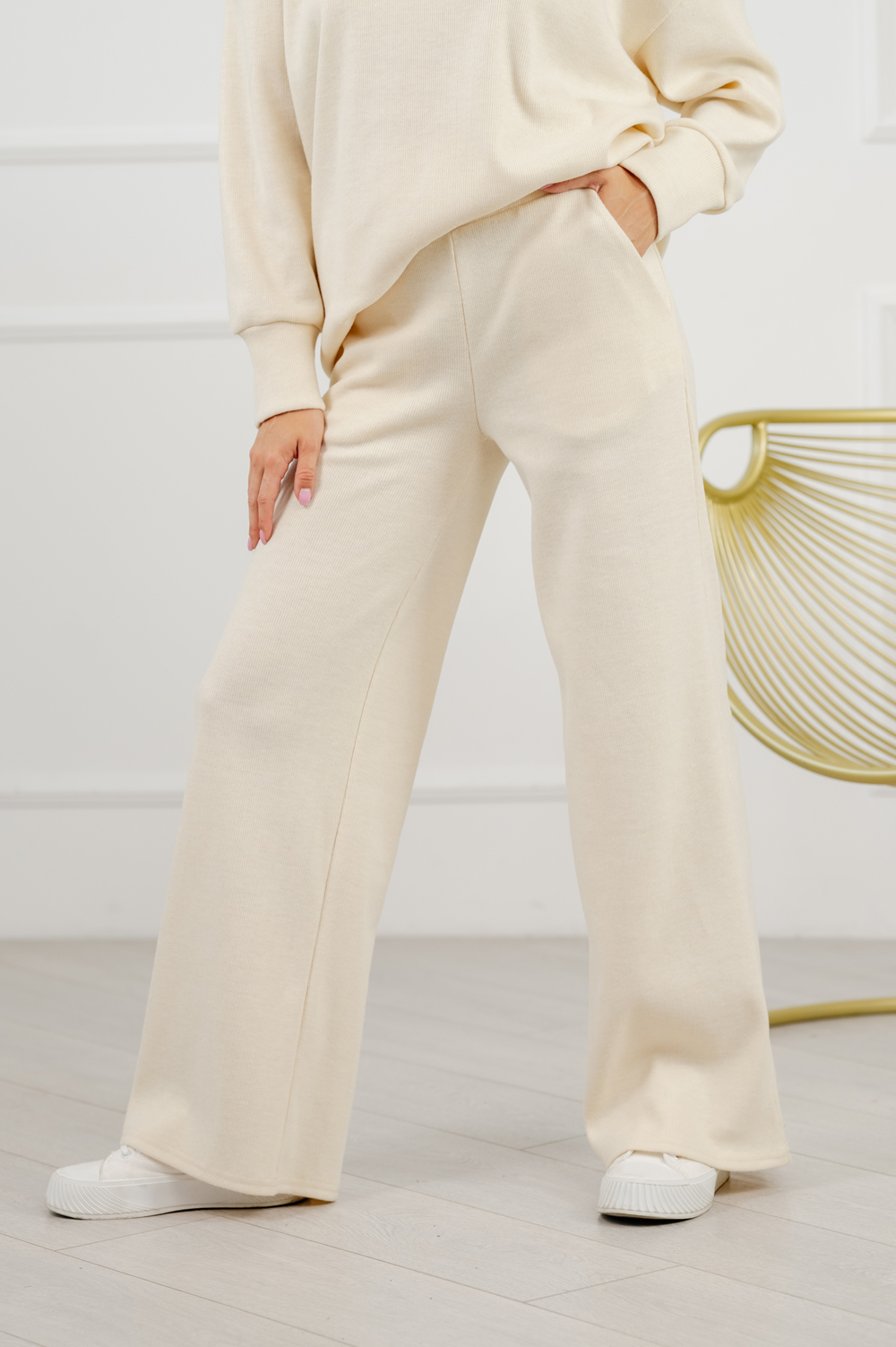 Cream angora suit with added wool.