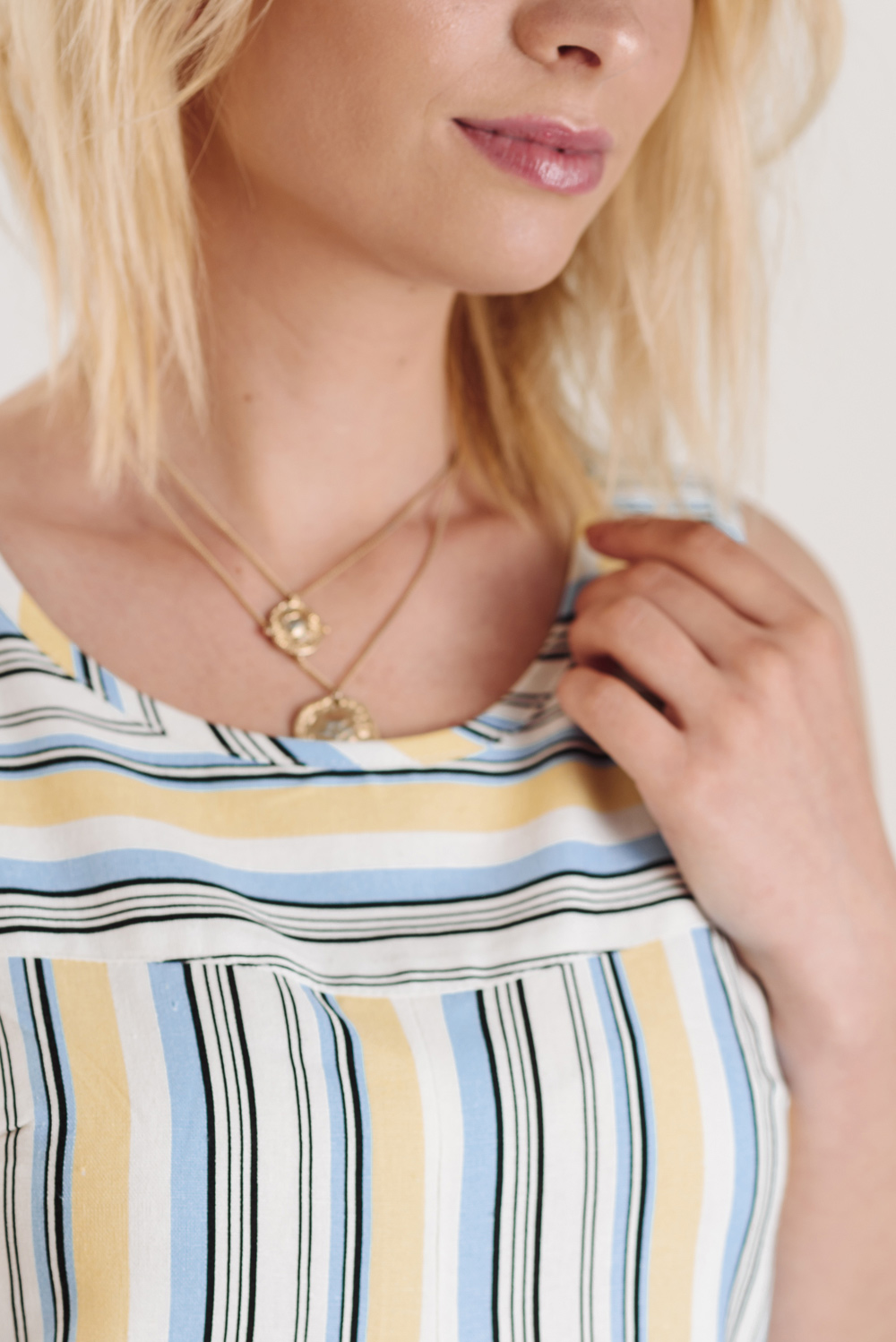 Yellow Striped Sleeveless Dress