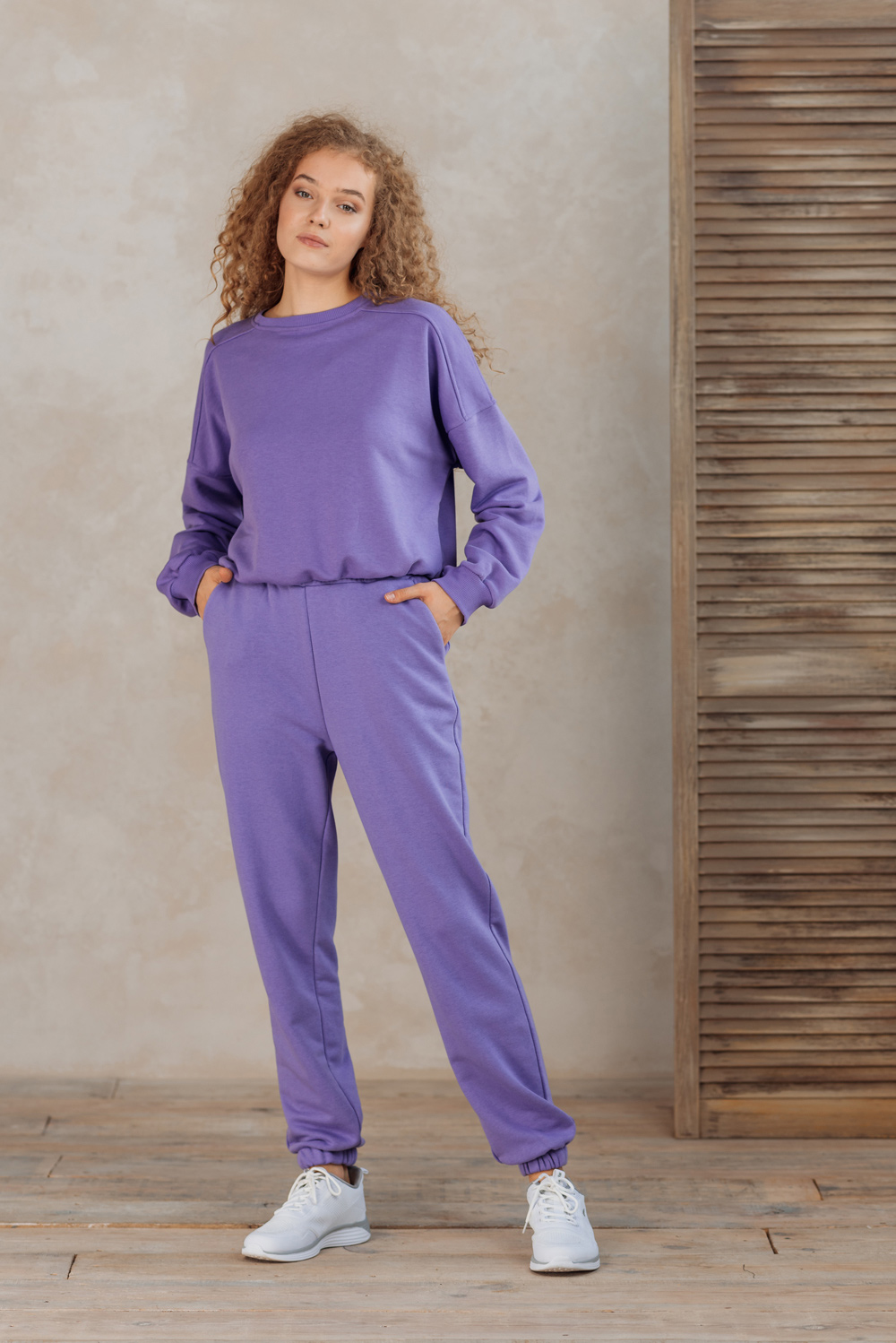 Purple elasticated track pants