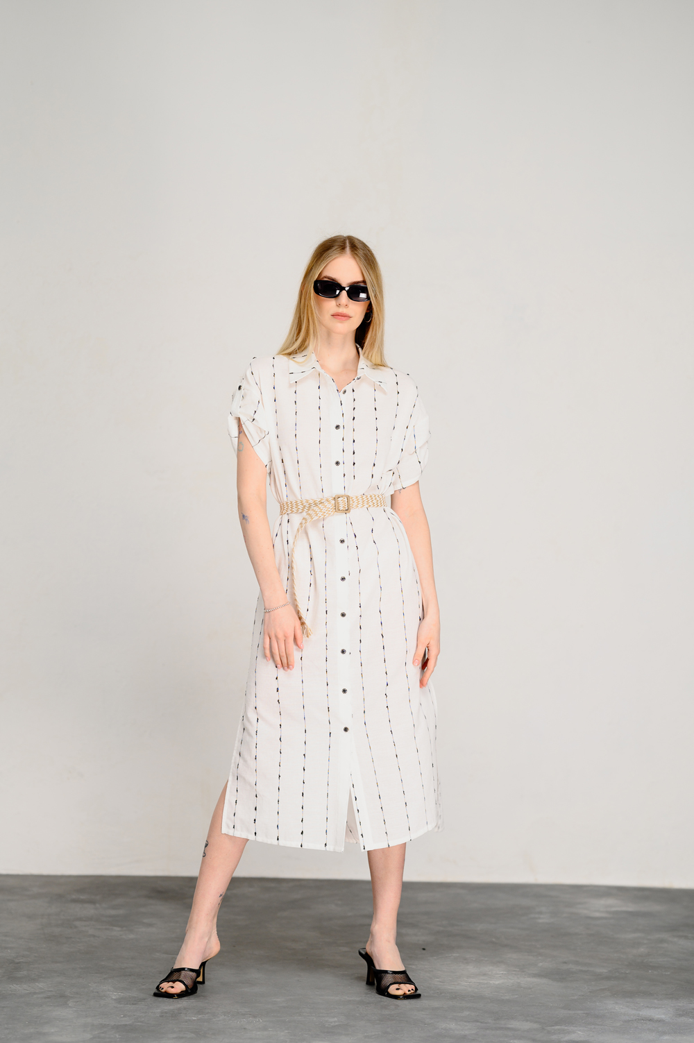 White shift dress