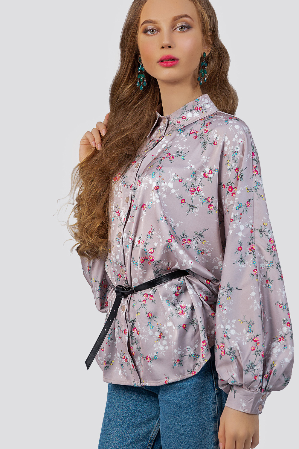 Silk Floral Blouse with buttons