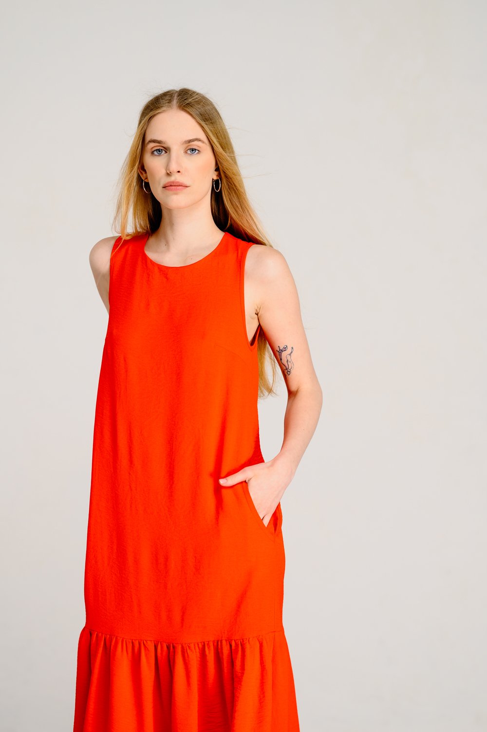 Sicilian Orange Sleeveless Loose Dress