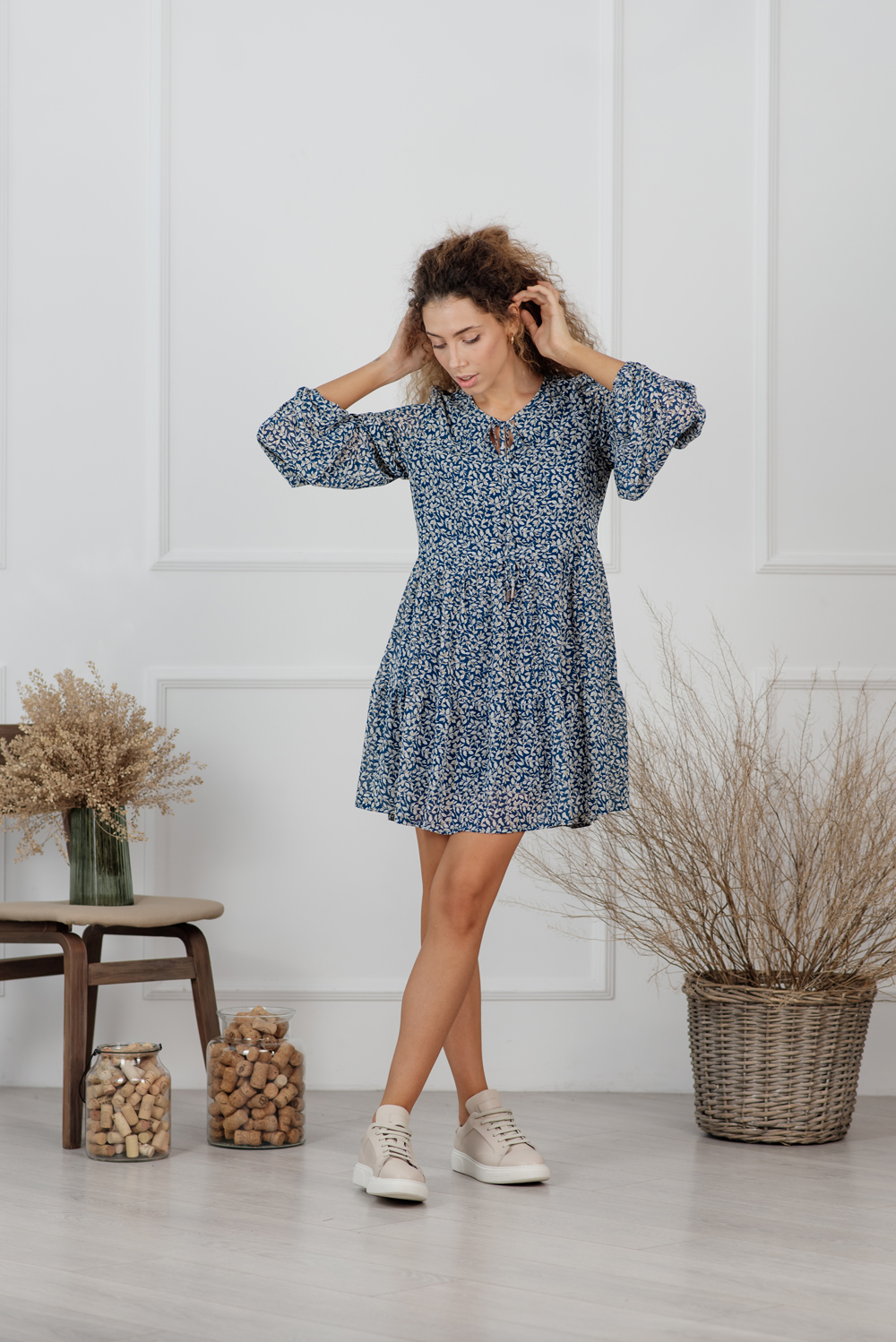 Blue Chiffon Tie Dress