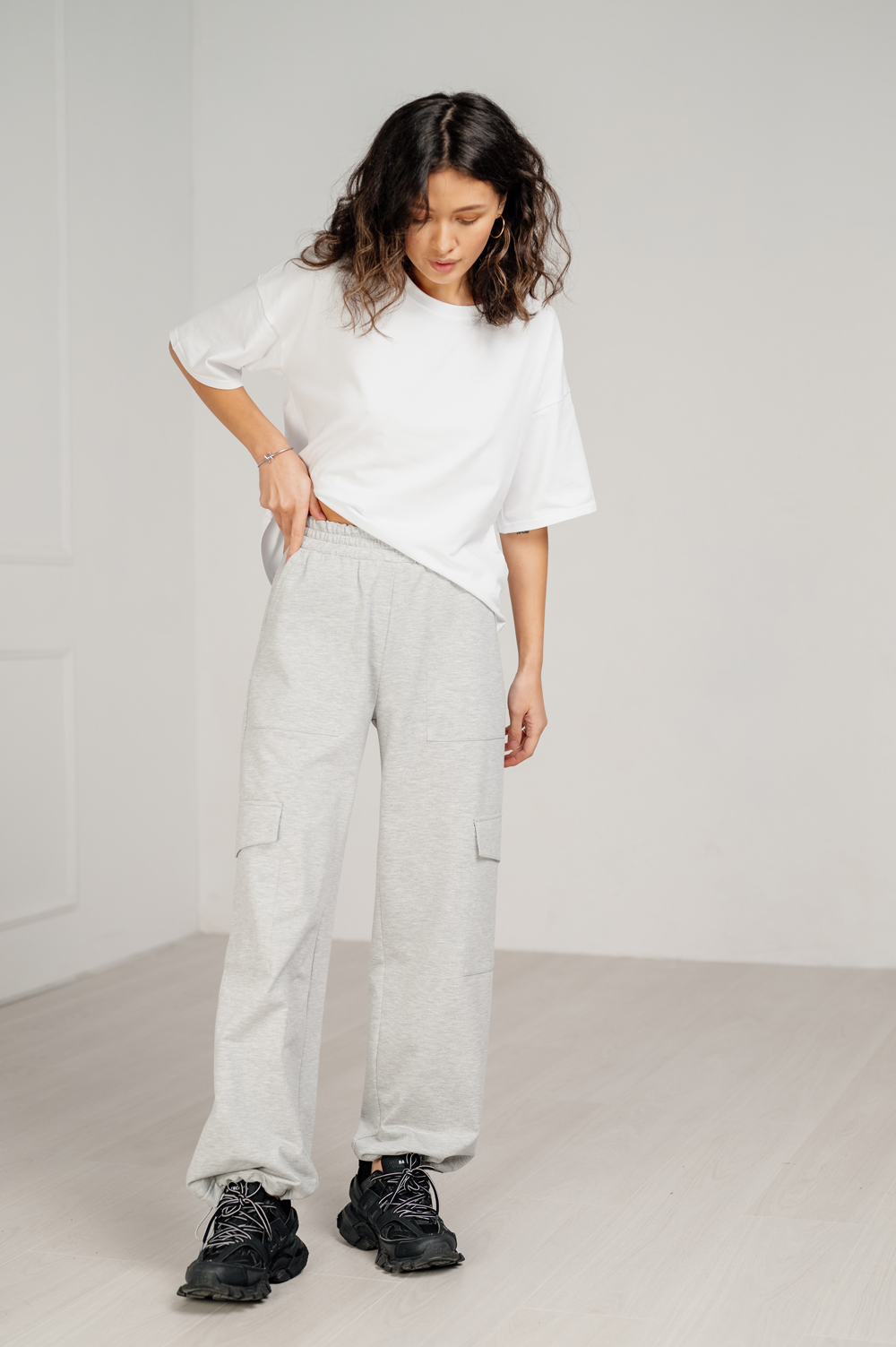 Sports cargo pants in melange