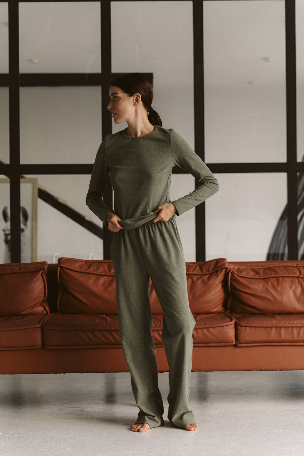 Olive knitted pajamas