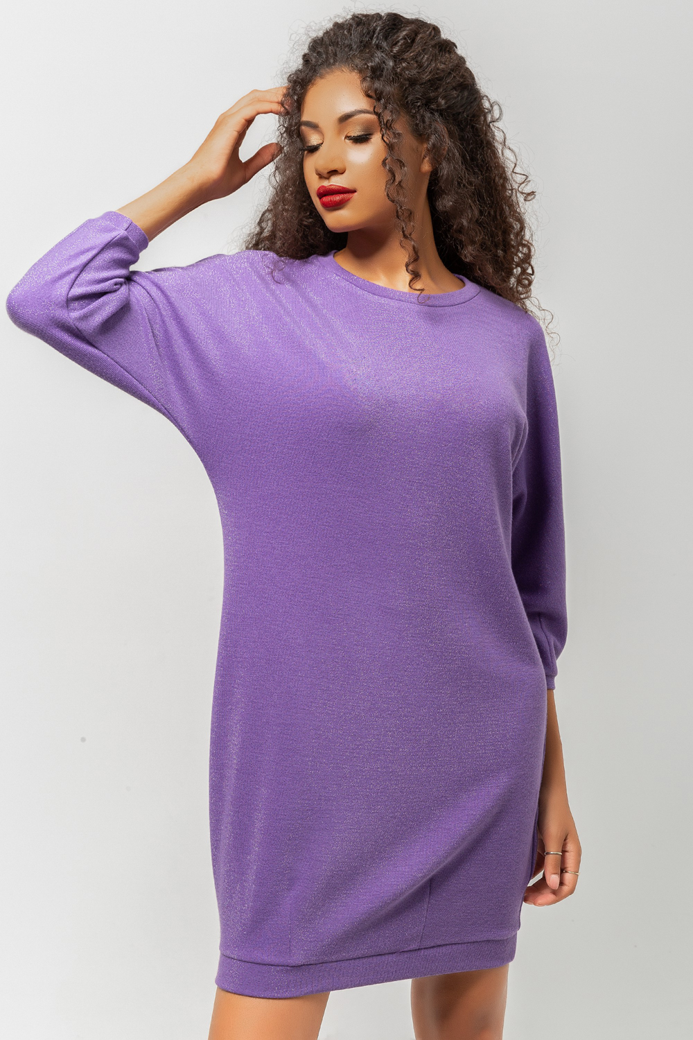 Knitted dress in lavender colour