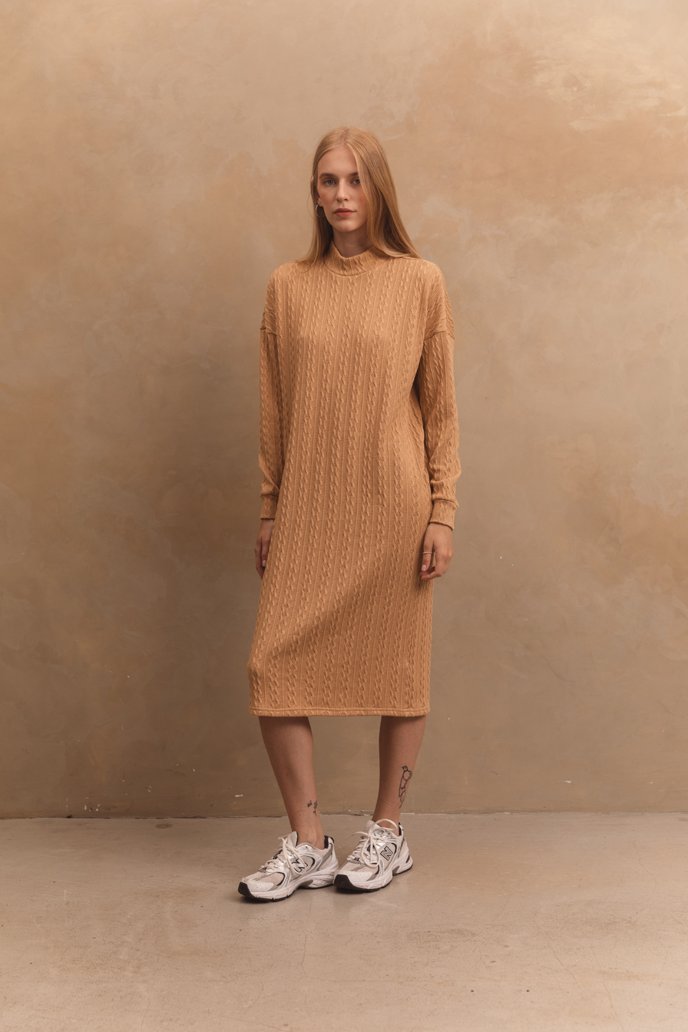 Beige dress in soft jersey